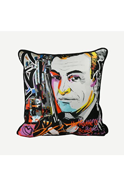 Baci Milano Street Art Siyah Kadife 007 Yastık 45X45 Cm