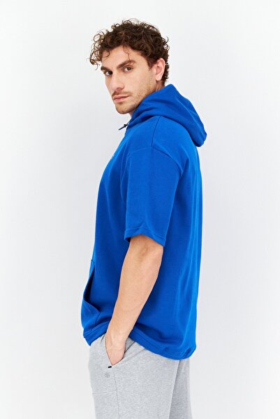 Fila Men Sportswear Fit Hood With Drawstring Short Sleeve Outdoor Hoodies, Blue