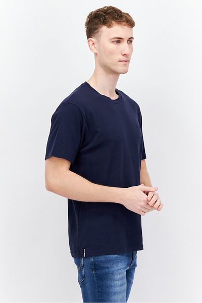 Threadbare Men Crew Neck Short Sleeve Textured T-shirts, Navy