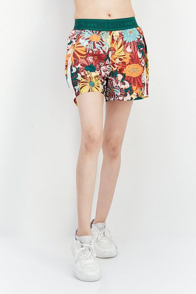 Puma Women Sportswear Fit Floral Pattern Training Shorts, Green