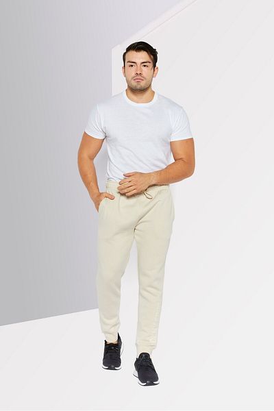 DKNY Sport Men Sportswear Fit Brand Logo Walking Sweatpants, Oatmeal