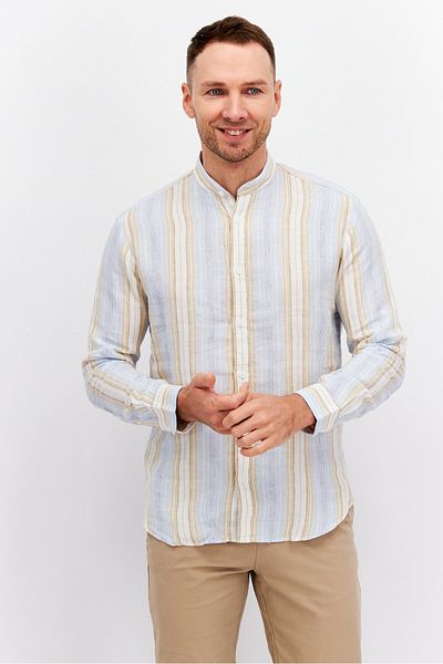 Esprit Men Regular Fit Stripe Long Sleeve Casual Shirt, Blue
