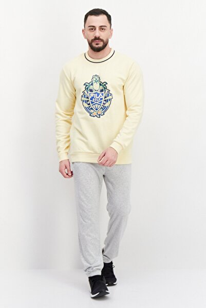 Fila Men Sportswear Fit Round Neck Long Sleeve Outdoor Sweatshirt, Yellow