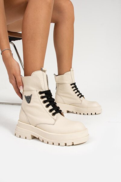 Hammer Jack Γυναικείες μπότες Lenora Γνήσιο Δερμάτινο Μπεζ