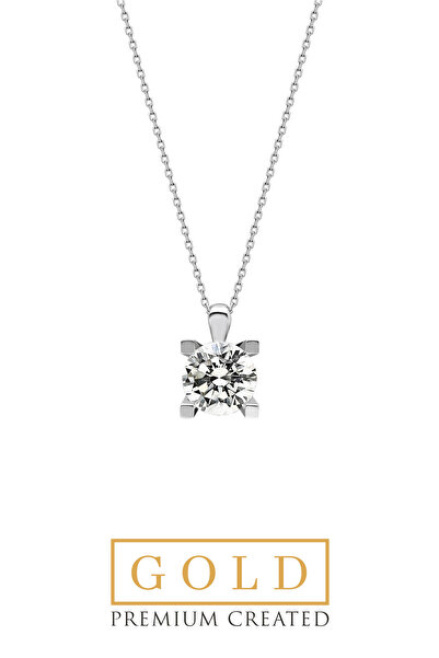 So CHIC... Beyaz Altın Sertifikalı Premium Created Taşlı Tektaş 0.90 Ct Effec...