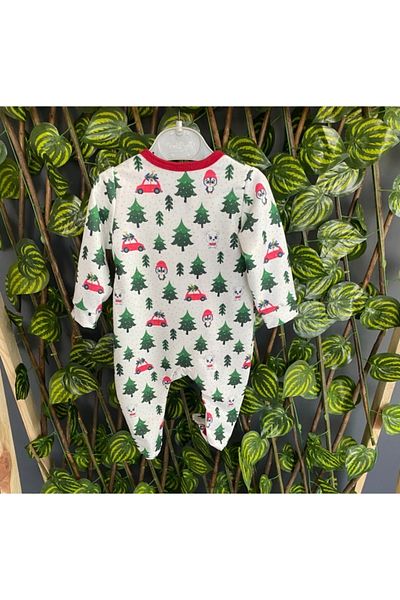 Tiny World Christmas Christmas Pine Tree Patterned Unisex Baby Christmas Jumpsuit