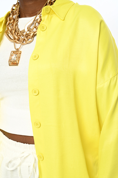 Orfeo Negro Women's Oversize Cut Solid Color Whiskose Shirt