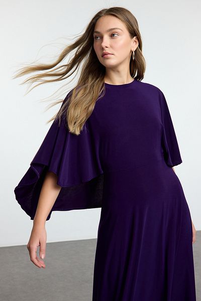 Trendyol Collection Flexible Skater Maxi Φόρεμα - Μωβ Relaxed Fit TWOAW25EL00464