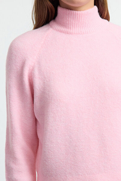 Trendyol Collection Pulover tricotat cu guler vertical din lână roz TWOAW25KZ00043