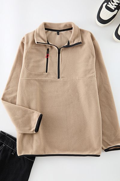 Edit by Trendyol Μπεζ φούτερ Fleece - Ανδρικό πλεκτό φούτερ με κανονική εφαρμογή TEDAW25SW00060