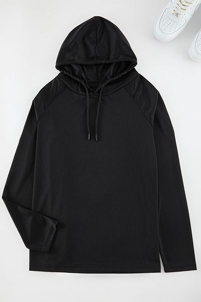 Trendyol Collection Μαύρο τεχνικό ύφασμα αθλητικό φούτερ με κουκούλα - κανονική εφαρμογή TMNAW25SW00185