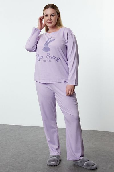Trendyol Curve Lilac Lola Bunny Licensed Pajama Set - Knitted Tbbaw25Ai00061