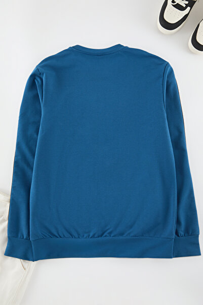 Kolekcia Trendyol Indigo Regular/Normal Cut Mikina s dlhým rukávom a výstrihom do V TMNSS20SW0074