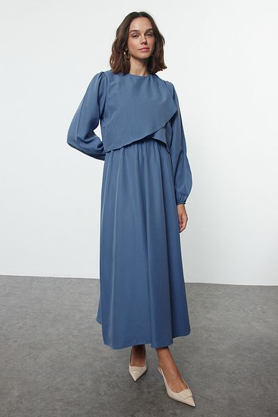 Trendyol Modest Φόρεμα Indigo Woven - Peplum Detail, TCTAW25EB00083