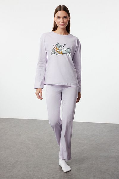 Trendyol Collection Licencovaný bavlněný pyžamový set Tom&Jerry – Thmaw25Pt00153
