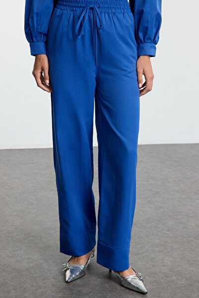 Trendyol Modest Σετ με ζώνη από ποπλίνα Indigo TCTAW25US00082