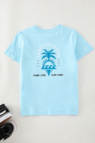 TRENDYOLKIDS Tricou tricotat cu imprimeu pe spate pentru băiat albastru deschis TKDAW25TS00022