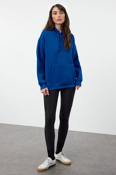 Trendyol Collection Πλεκτό φούτερ με κουκούλα Fleece Saks Color Oversize - TWOAW24SW00103