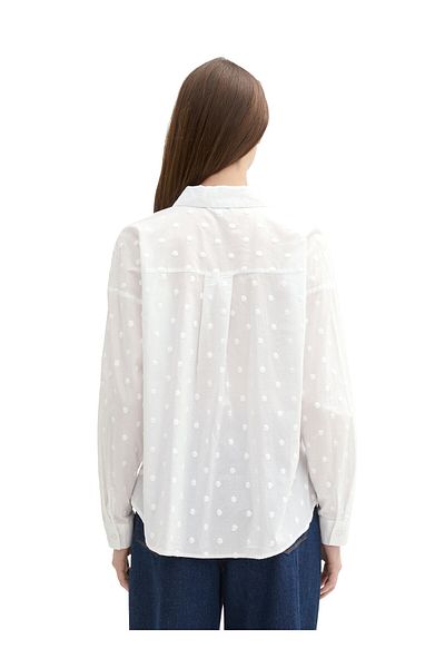 Tom Tailor Denim Bluse mit Punktstruktur