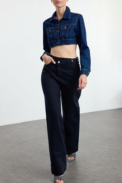 Edit by Trendyol High Waist Black Wide Leg Jeans - TEDAW25JE00033