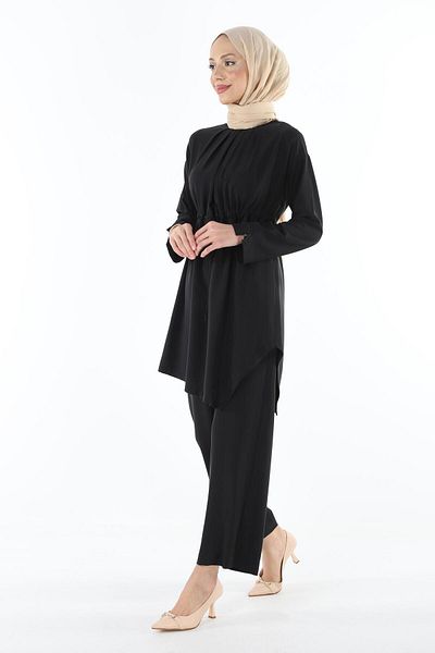 Plistre 2112_Hesettür Asymmetric Cut Tunic Παντελόνι Διπλό Σετ