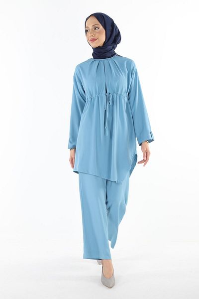 Plistre 2112_Hesettür Asymmetric Cut Tunic Παντελόνι Διπλό Σετ