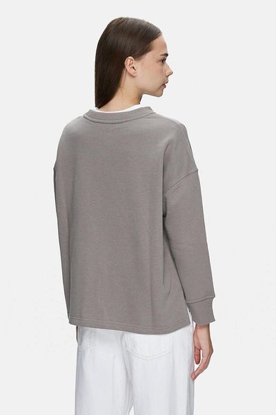 UCLA OLVERA Hanorac de damă cu decolteu rotund brodat gri - Loose Fit