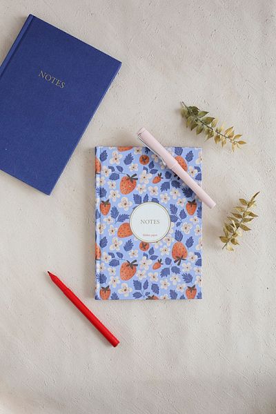 hiddenpaperco دفتر ملاحظات من القماش الزهري / بدون خطوط