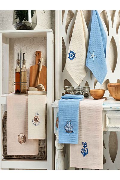 Marlenka Home Tex Σετ στεγνωτηρίου κουζίνας 6 τεμαχίων Sea Cloth