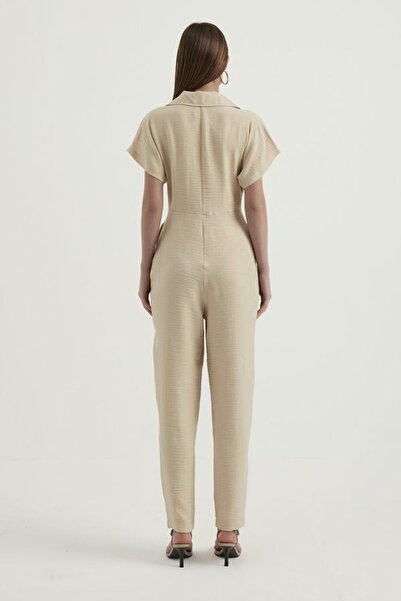 Hiccup Salopetă cu mânecă scurtă plisată cu guler polo