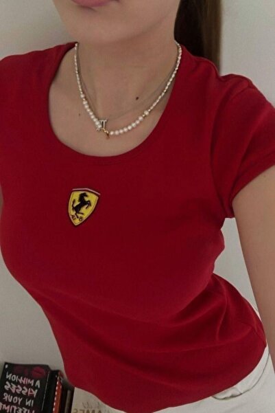 Toum Bluză roșie cu imprimeu Enya Jewelry