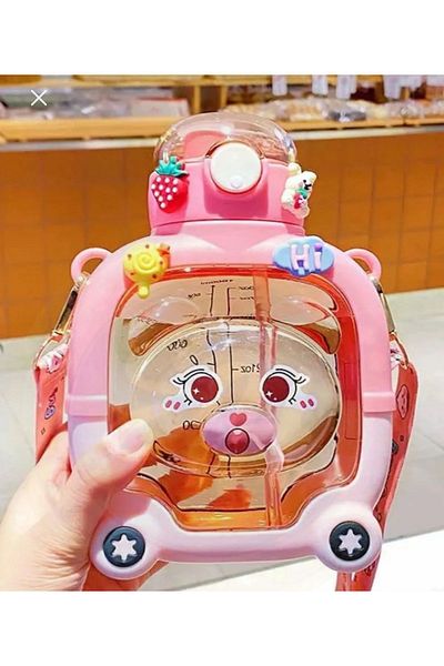 MİMOZA PARK 1000 ml Cute Teddy Bear Model Water Bottle - Bpa Free School Water Bottle