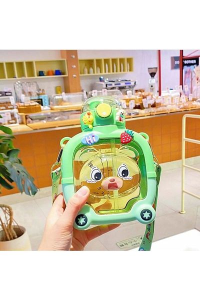 MİMOZA PARK 1000 ml Cute Teddy Bear Model Water Bottle - Bpa Free School Flask