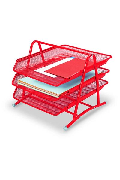 Gıpta Brand: Gipta 3-Piece Metal Movable Document Shelf Red F0002 Category: Desktop Organizer