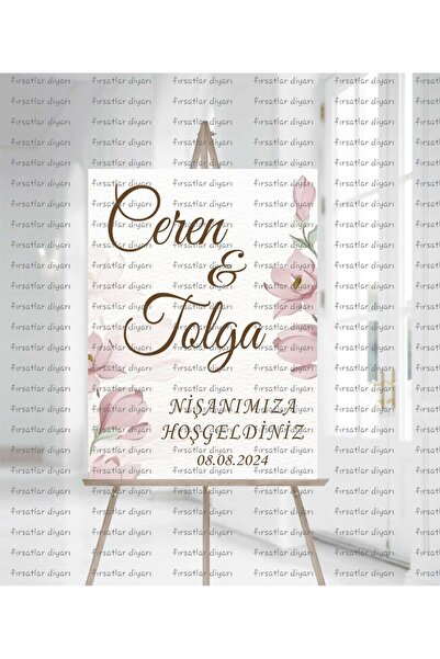 fırsatlar diyarı Kişiye Özel Kına Nişan Söz Nikah Düğün Hoşgeldiniz Karşılama Panosu Afişi 33x48 Cm