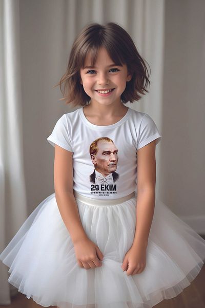 MYADA Set de tricou cu fustă tutu cu temă Ziua Republicii, imprimat digital, 29 octombrie 22547