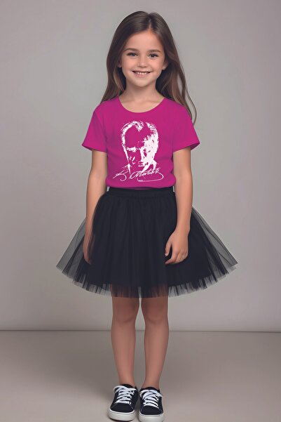 MYADA Set fustă și tricou tutu neagră cu imprimeu Atatürk Signature - 10053