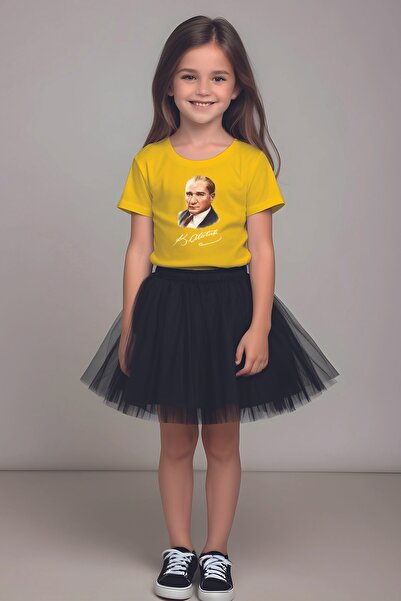 MYADA Set fustă și tricou tutu neagră cu imprimeu Ataturk - 10052