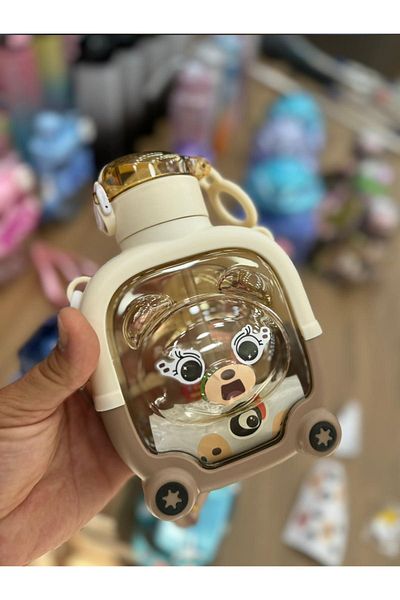 MİMOZA PARK 1000 ml Cute Teddy Bear Model Water Bottle - Bpa Free School Flask