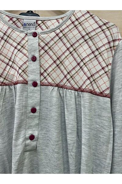 Nena 100% Cotton Buttoned Collar Long Sleeve Women's Large Size Pyjamas Set