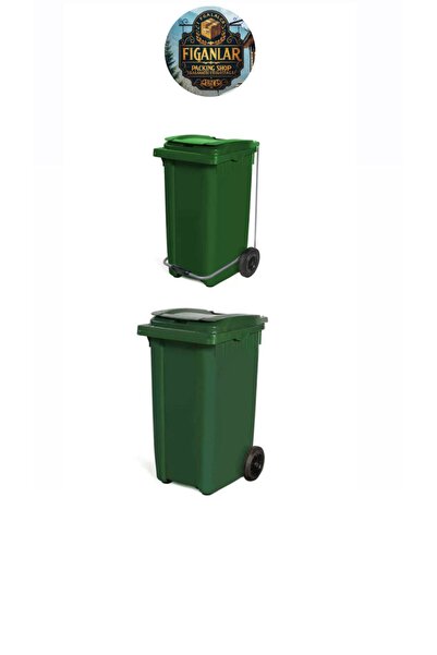 FİGANLAR 120 Lt Green Large Size Foot Switch Garbage Container Dustbin Impact and Heat Resistant