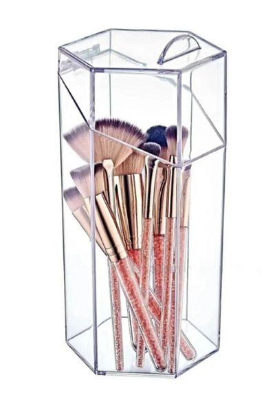 UCR HOME Hexagonal Covered Brush Holder & Makeup Organizer
