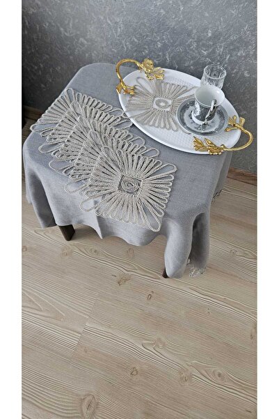 ZESA HOME Set of 6 Coffee Color Stylish Tulle Guipure Napkins