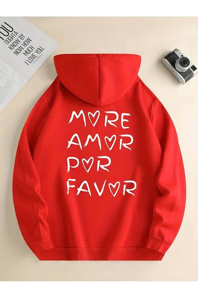 Machetta Унисекс зимен суитшърт с качулка и щампа Amor Por Favor - 3 нишки