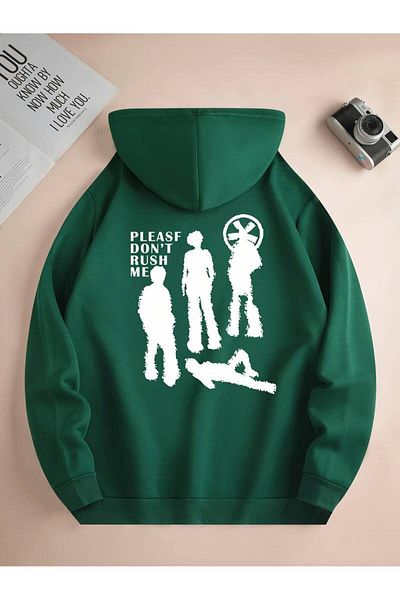 Keywest Χειμερινό φούτερ Unisex Oversize - Please Don't Rush Me Printed, 3 κλωστές 100% βαμβακερή κουκούλα