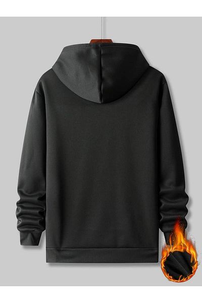 Keywest Hanorac de iarnă oversize unisex - imprimat mașină, 3 fire 100% bumbac, hanorac cu glugă