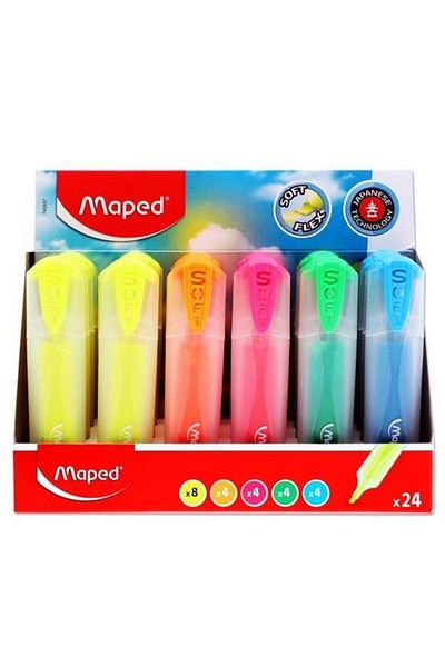 Maped Phosphored Pen Soft Flex 24 Pack Set