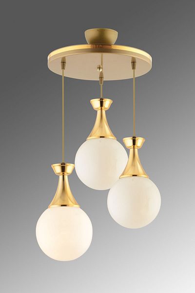 GYK LİGHT Mi̇nel Set of 3 - Gold Glopey Glass Old Lighting