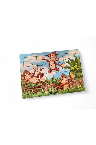 Fizello Monkeys 16 Pieces Educational Learning Wooden Kids Puzzle Montessori Jigsaw Baby Children Toy