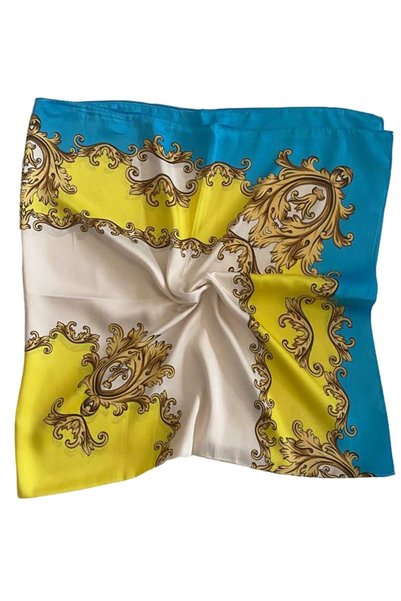 TikiTonki Floral Patterned Multicolored Square Cut Scarf - 90X90Cm